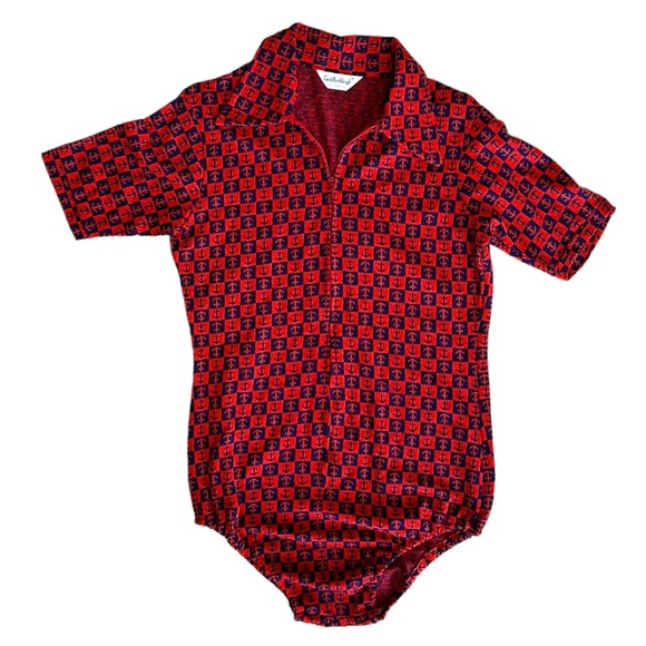Lord Berkleigh Other - Lord Berkleigh Made In California Vintage Zip Bodysuit Anchor Pattern Red Blue M